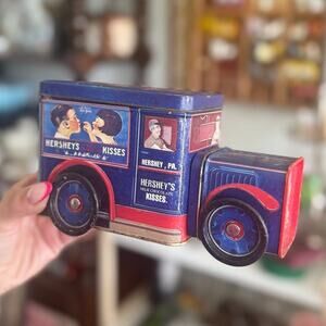 Vintage Hershey’s Kisses Tin Delivery Truck Shaped Collectible Retro Advertising